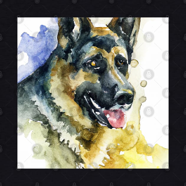 German Shepherd Watercolor - Gift For Dog Lovers by Edd Paint Something